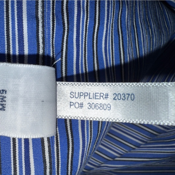 Ralph Lauren Custom Fit Dress Shirt Men’s M Navy Blue Multi-Stripe Button Down - Picture 8 of 9